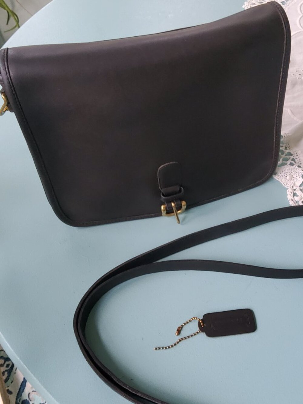 Vintage Coach Large Saddle Pouch in Grey + Hangtag
